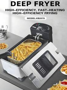 DSP elektrisk nedsänkt fritös Avtagbar korg Justerbart temperaturlock med visningsfönster Rostfritt stål 3.0L 2000 Watt - EU E typkontakt (220-240V) - Visa 1