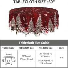 1pc Holiday Christmas Tablecloth, Designed With Snowflakes And Christmas Trees, Circular Tablecloth, Made Of Polyester Fiber, Non Slip, Durable And Easy To Clean, Very Suitable For Holiday Gatherings, Kitchen And Dining Decorations, Christmas Decorations - Multicolor - View 3