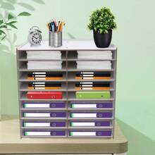 18 Compartments Literature Organizer Office Mailbox With Adjustable Shelves Durable Construction Literature Sorter Commercial Shop Fitting Folder For Home Office School - White - View 1