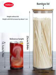 1pc High Borosilicate Airtight Glass Jar With Wooden Lid, Suitable For Storing Coffee Beans, Tea Leaves, Cereals, Candies, Cookies, Dried Fruits & Vegetables, Spices, Salt, Pasta Etc. Moisture-Proof Food Storage Canister, Multi-Size Options, Freeze And Heat Resistant Glass Jar - Multicolor - View 17