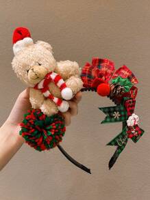 1pc Christmas Hair Hoop Accessory, Colorful Cute Bear Style For Girls