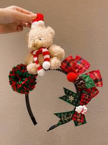 1pc Christmas Hair Hoop Accessory, Colorful Cute Bear Style For Girls