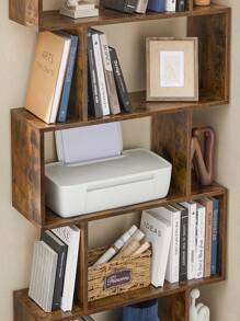 VASAGLE Bibliothèque, Étagère à 6 niveau, Meuble de rangement, Cloison Séparateur, pour Salon, Chambre, Bureau, Style Moderne, Marron Rustique - Tabac - Voir 5