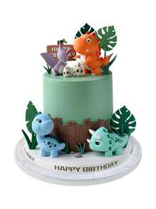 7/16 Dinosaur Cake Decoration Cartoon Dinosaur Themed Cake Decoration Set 3D Dinosaur Model Birthday Cake Decoration Wildlife Party