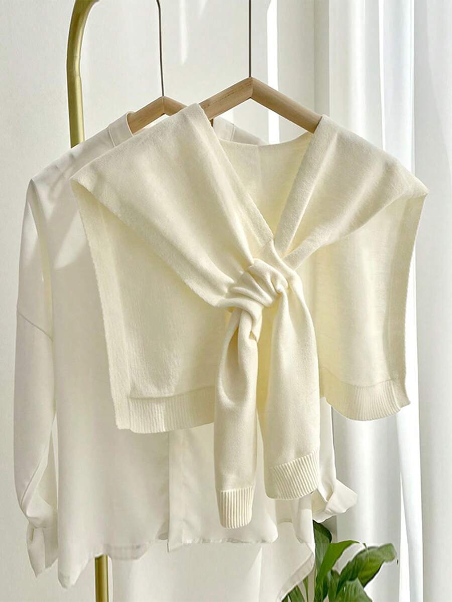 1pc 女士包芯纱披肩搭配针织小披肩薄款高端搭配毛衣衬衫围巾适合春秋季 - 彩色 - 查看 1