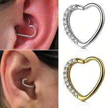 1PC 10mm Daith Heart Helix Tragus Lobe Sụn Rook Piercings CZ Vòng mũi Vách ngăn Nhẫn 16G Bông tai Conch Đồ trang sức xỏ khuyên - Nhiều màu - Xem 1