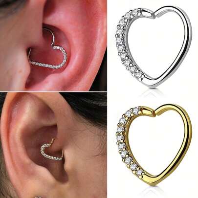 AVYRING 1 pieza Aro de nariz/septum de 10mm con piedra de circonia cúbica para perforaciones de daith, hélix, trago, lóbulo, cartílago, rook, concha a 16G