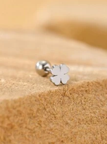 1pc Stainless Steel Four-Leaf Clover, Star, Love, Smiling Face, Hollow Heart Shaped Minimalist Fashion Earcuff Earrings For Women, Multiple Colors Available
