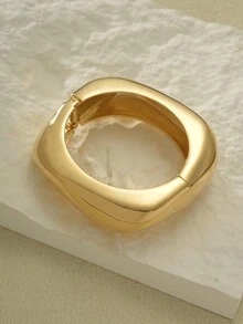 1 chiếc vòng tay kim loại hình đa giác bất đối xứng đơn giản và thanh lịch dành cho phụ nữ, thích hợp để đi làm, mua sắm, tiệc tùng, đám cưới, mặc dạo phố và mặc hàng ngày - Phong cách không đều - Xem 3