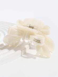 1 件女士时尚优雅醋酸纤维蝴蝶结半圆发夹，适合日常佩戴 - 白色 - 查看 7