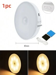 1 件/3 件/6 件运动传感器小夜灯，8 个 LED 床头灯，USB 可充电小夜灯，楼梯灯，创意礼物，学生宿舍书架灯（250mAh） - 白色 - 查看 12