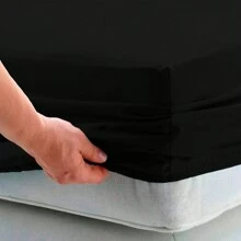 SUPER KING Fitted Sheet With Elastic All Around Percale Flex 400 Thread Count - màu đen - Xem 1