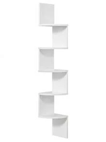 VASAGLE 5-Tier Corner Shelf, Display Floating Shelf In Living Room, Study, Kitchen, Bedroom, For Plants, CDs, Decorations, Modern, Cloud White - White - View 9