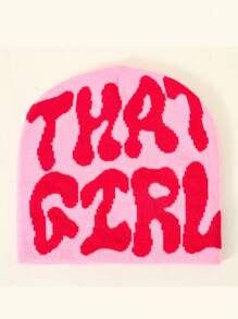 1 chiếc mũ len dệt kim in chữ cho nữ - Nhiều màu - Xem 13