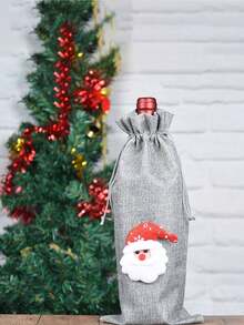 Túi đựng đồ trang trí rượu vang Giáng sinh, Túi đựng rượu vang đỏ họa tiết kẻ caro hình ông già Noel, Túi đựng rượu vang đỏ hình người tuyết sáng tạo, Túi đựng rượu vang đỏ màu xám xanh nhạt Giáng sinh, Túi đựng chai rượu vang đỏ bằng vải lanh có dây rút, Túi đựng quà tặng bằng vải lanh có dây rút, Đạo cụ giúp tăng thêm không khí bữa tiệc, Thích hợp làm quà tặng Giáng sinh cho người thân, Tổ chức bạn bè - Nhiều màu - Xem 6