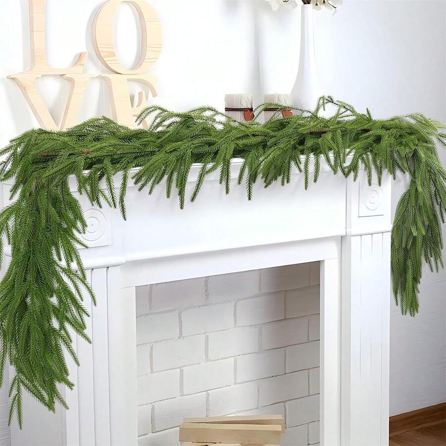 1pc Artificial Norfolk Pine Wreath, 180cm Long Norfolk Pine Garland