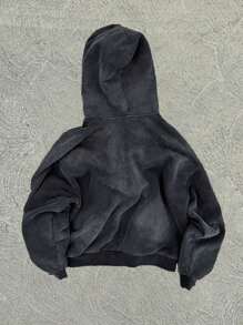 Men's Letter & Graphic Printed Zip-Up Hoodie, Spring/Fall - màu đen - Xem 2