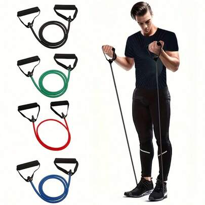 قطعة واحدة - طقم أشرطة المقاومة متعددة المستويات (5) مع مقابض، أشرطة إطالة اللياقة للتمارين المنزلية والبيلاتس وتشكيل الجسم
