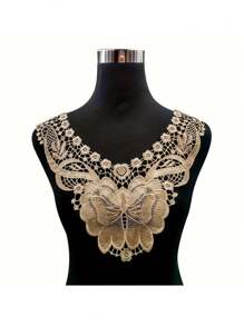 1/2 件水溶性蕾丝领 - 涤纶丝刺绣，领子镂空胸花蕾丝领 - 用于缝纫和 DIY 工艺品 - 适合服装和配饰 - 送给手工艺人和时尚爱好者的完美礼物 - 彩色 - 查看 1