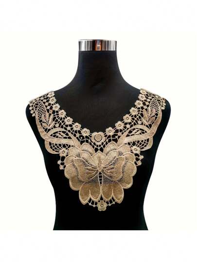 1/2pcs Water Soluble Lace Collar-Polyester Silk Embroidery,Collar Hollowed-Out Corsage Lace Collar - For Sewing & DIY Crafts - Suitable For Clothing & Accessories - Perfect Gift For Crafters & Fashion Enthusiasts