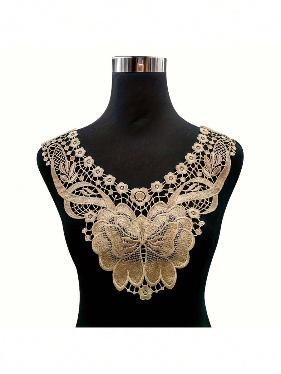 1/2 件水溶性蕾丝领 - 涤纶丝刺绣，领子镂空胸花蕾丝领 - 用于缝纫和 DIY 工艺品 - 适合服装和配饰 - 送给手工艺人和时尚爱好者的完美礼物 - 彩色 - 查看 1