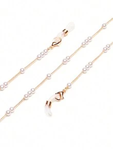 1件珍珠眼镜链女颈挂时尚个性多款珍珠链太阳镜便携挂绳防丢链耳机链眼镜配件女款 - 彩色 - 查看 2