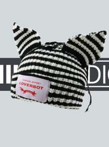 1pc Women's Winter Knit Hat, Cute Rabbit Ear Shaped Thickened Warm Woolen Cap For Daily Wear And Outdoor Activities - Multicolor - View 10