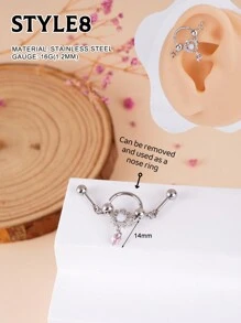 1 peça Y2k Multiuso Industrial Brinco Borboleta Industrial Piercing Jóias Aço Inoxidável Strass Decoração Asas Industrial Brincos Para Mulheres Homens Coração Arco Industrial Bar Piercing Nariz Anel Corrente Cartilagem Hélice Piercing Brincos Flor Industrial Barbell Body Piercing Jóias 38mm 1&1/2 Polegada Industrial Piercing Bar Para Natal Halloween Presente Festa Uso Diário Noite Fora Reuniões Sociais Uso Diário