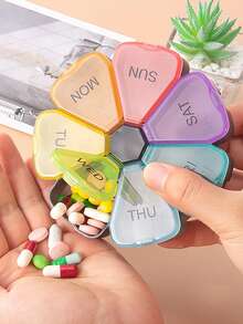 1pc Weekly 7-Compartment Petal Pill Box Sub-Packaging Box, 7-Day Flower-Shaped Sub-Compartment Capsule Pill Box Portable Carry-On - Multicolor - View 6