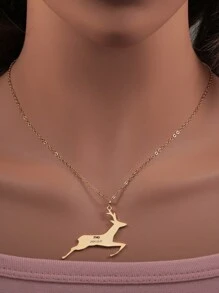 个性化 1 件英文名称和 1 件周年纪念日圣诞鹿项链，独特的配套珠宝礼物，适合圣诞节、感恩节、情人节、生日、周年纪念日、朋友、同学、毕业典礼、母亲节、高端家庭礼物 - 紅色聖誕禮盒 - 查看 2