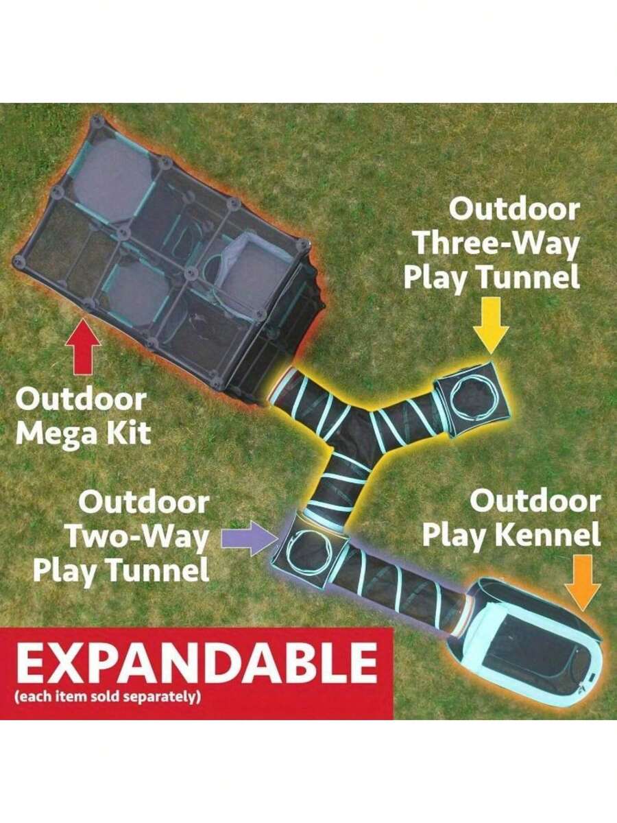 Outdoor Catio Mega Kit For Cats, Replacement Parts, And 10' Tunnels