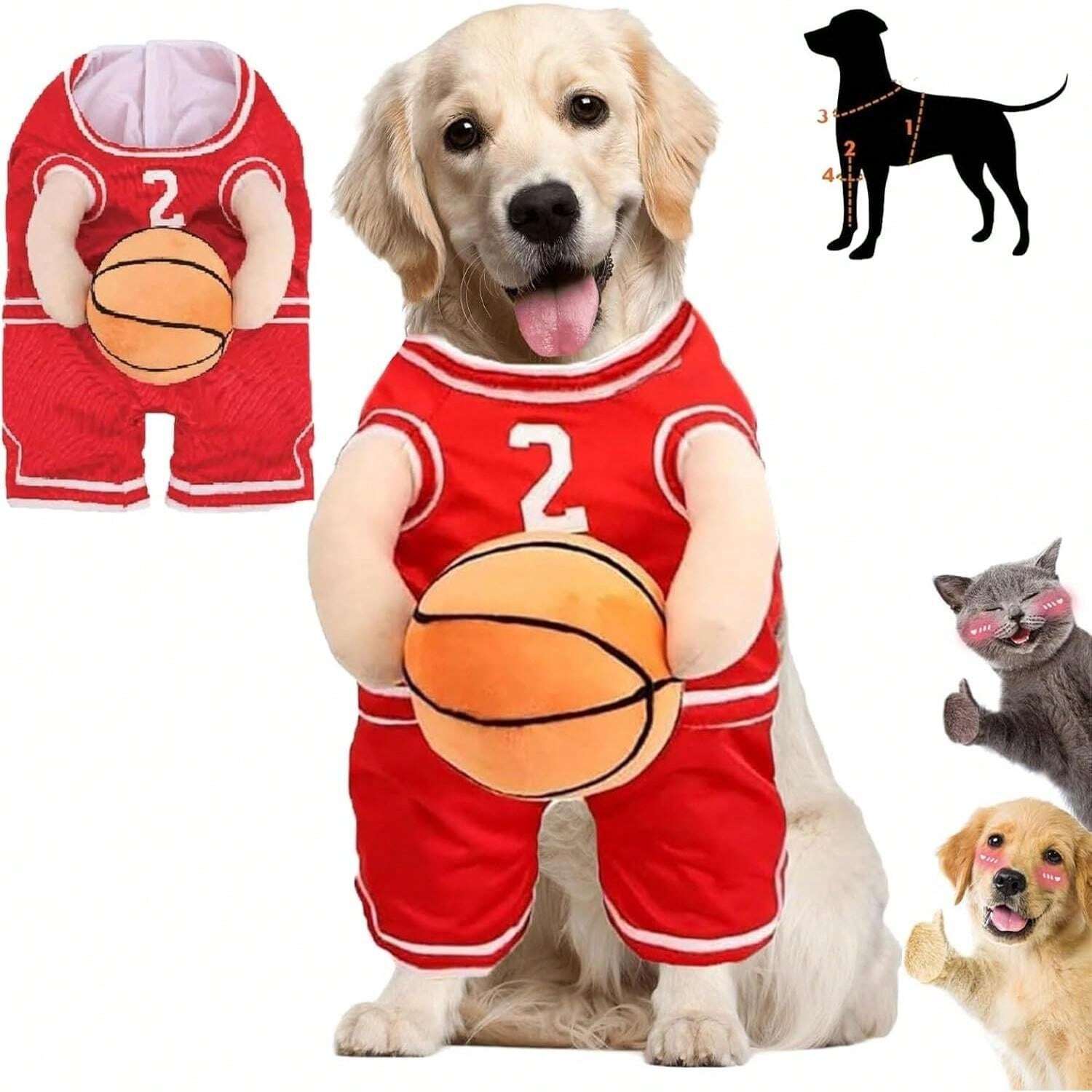 Dog Basketball Costume With Ball, 2024 New Dog Basketball Player