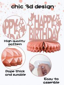 8PCS Vàng Hồng Chúc mừng sinh nhật chủ đề ảnh tổ ong đồ trang trí trung tâm máy tính để bàn, quà tặng khung ảnh sinh nhật 6 inch, trang trí bàn phòng tiệc sinh nhật, vật dụng cảnh tiệc sinh nhật ngày lễ, trang trí nhà cửa - Hoa hồng vàng - Xem 5