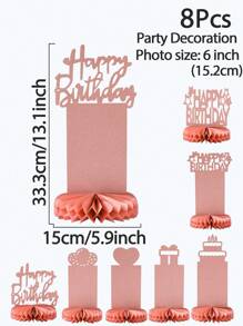 8PCS Vàng Hồng Chúc mừng sinh nhật chủ đề ảnh tổ ong đồ trang trí trung tâm máy tính để bàn, quà tặng khung ảnh sinh nhật 6 inch, trang trí bàn phòng tiệc sinh nhật, vật dụng cảnh tiệc sinh nhật ngày lễ, trang trí nhà cửa - Hoa hồng vàng - Xem 3
