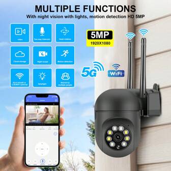 Telecamera di sicurezza IP da interni/esterni, 8MP/5MP 1080P HD a doppia banda 2.4G+5G/2.4G WiFi, telecamera di sorveglianza video senza fili