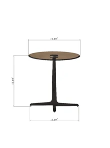 End Table  Glass Top Side/End Drink Table - Tall Modern Round Accent Metal Nightstand Furniture For Living Room, Dorm, Home Office, And Bedroom - 19.69" Round - Brown Blass/Matte Black,HomeNest9