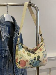 复古波西米亚草莓图案斜挎包、复古单肩休闲包、女士手提包和钱包套装 - 米色 - 查看 10