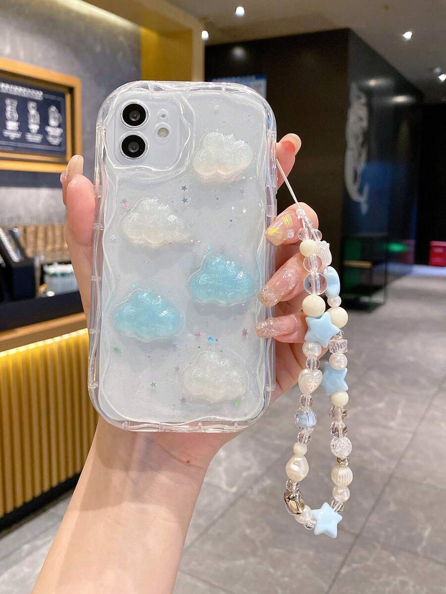 Ốp điện thoại hình hoa Apple Phone trong suốt Epoxy Laser Cloud & Cream Texture Ốp bảo vệ điện thoại - Trong sáng - Xem 1