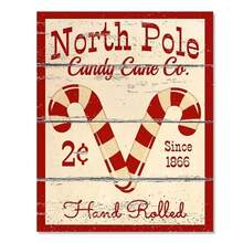 1 件无框复古冬季帆布画，厨房装饰圣诞墙壁艺术印刷品 - 热巧克力糖果乐园快车姜饼面包店海报 - 彩色 - 查看 44