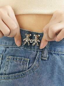1pc Bear Waist Tighter Eo Button Pins Không cần may và không cần dụng cụ Khóa điều chỉnh eo Quần Nút thắt lưng Quần Jean có thể tháo rời Khóa thắt lưng Quần Jean Nút thắt lưng tức thì Nút cổ áo Ghim cài áo Nút điều chỉnh Bear Button Pin an toàn có thể tháo rời Kẹp eo Kẹp quần Phù hợp với Quần Jeans rộng Nút thay thế Khóa thắt lưng quần - Nhiều màu - Xem 2