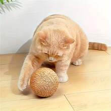 1 件装猫玩具纸绳剑麻球超大自救解闷逗猫棒出牙耐咬声音球逗猫玩具 - 彩色 - 查看 4