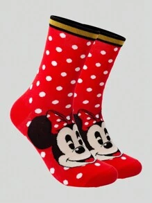 Disney DISNEY 1 Pair Of Disney Mid-Calf Socks, Mickey Mouse Print, Minnie Mouse Print, Hip Socks, Mid-Calf Socks, Men's Socks, Women's Socks, Soft And Comfortable, Casual And Fashion, Suitable For Daily Wear Use, Suitable For Sending Friends
