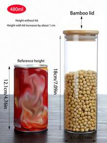 1pc High Borosilicate Airtight Glass Jar With Wooden Lid, Suitable For Storing Coffee Beans, Tea Leaves, Cereals, Candies, Cookies, Dried Fruits & Vegetables, Spices, Salt, Pasta Etc. Moisture-Proof Food Storage Canister, Multi-Size Options, Freeze And Heat Resistant Glass Jar - Multicolor - View 16