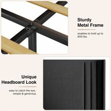 Upholstered Bed Frame With Headboard, Linen Platform Bed Frame, Room Decor Upholstered Platform Bed With Wooden Slats Support, Full/Queen/King, White/Dark Grey/Beige