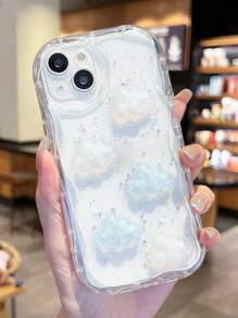Ốp điện thoại hình hoa Apple Phone trong suốt Epoxy Laser Cloud & Cream Texture Ốp bảo vệ điện thoại - Trong sáng - Xem 3
