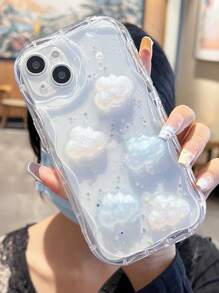 Ốp điện thoại hình hoa Apple Phone trong suốt Epoxy Laser Cloud & Cream Texture Ốp bảo vệ điện thoại - Trong sáng - Xem 2