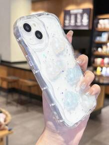 Ốp điện thoại hình hoa Apple Phone trong suốt Epoxy Laser Cloud & Cream Texture Ốp bảo vệ điện thoại - Trong sáng - Xem 5