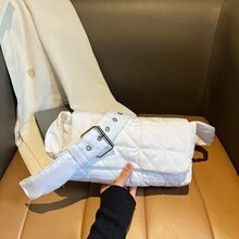 Túi đeo chéo quai rộng họa tiết hình thoi tối giản thời trang, Túi đeo vai đa năng thường ngày màu trơn cho mùa thu/đông - Nhiều màu - Xem 16