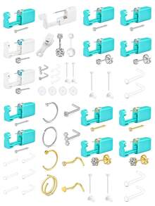 CIZME Ear Piercing Kit Gold Nose Piercing Kit Belly Button Piercing Kit Ear Piercing Gun Kit Belly Piercing Kit Disposable Earring Piercing Kit Self Piercing Kit Belly Button Piercing Kit At Home - Sliver/Gold - View 11