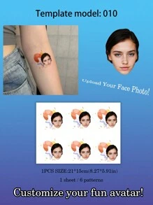 Customizable Temporary Tattoo Stickers Suitable For Various Occasions, Customize Family Portrait Tattoos For Boys/Girls/Adult Parties, Weddings, BBQ Weekends, Cocktail Parties, Can Be Applied To Arms